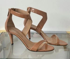 Tamara Mellon Prowess Tan patent Leather Heels/ Sandals 38.5 - NEW - Picture 1 of 14