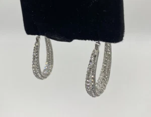Crystal Pavé In & Out Oval Hoop Earrings in Sterling Silver - Picture 1 of 6