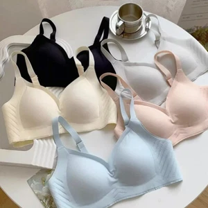 Ladies Lingerie Comfort Non-Wired Full Bra Solid Women Bra Seamless Soft Cup - Picture 1 of 27