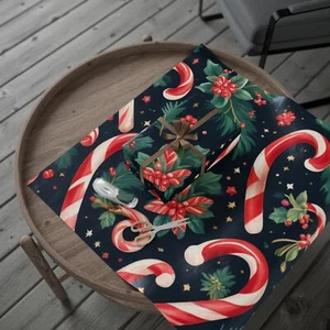 Candy Cane Holiday Wrapping Paper, Christmas Gift Wrap, Present Paper, Roll - Picture 1 of 13