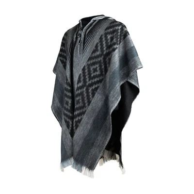 Lightweight BABY ALPACA Wool Hooded Poncho Pullover UNISEX Handmade in Ecuador - Image 1 of 4