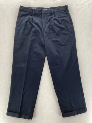 G.H. Bass Wrinkle Free Twill Pants Mens 38x30 Navy Blue Easy Care Stain Resist - Image 1 of 4