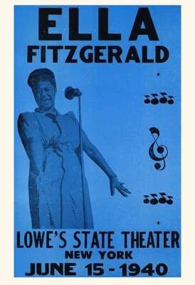 Ella Fitzgerald Poster, Jazz, Singer, Concert, New York City, 1940 - Image 1 of 4