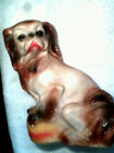 Vintage Painted Chalkware Pekingese? Spaniel Dog Chalk Figurine--Pretty Lady 8"