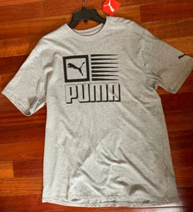 Puma grau & weiß T-Shirt Herren Größe L - Neu mit Etikett - Bild 1 von 3
