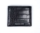 Michael Kors Men COOPER Croc Embossed Black Leather Billfold Bifold Wallet