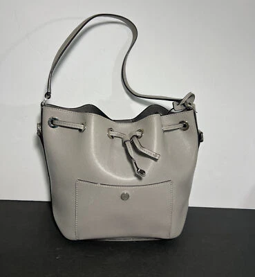 Authentic Michael Kors Grey Saffiano Leather Greenwich Bucket Bag AV1506 - Image 1 of 4