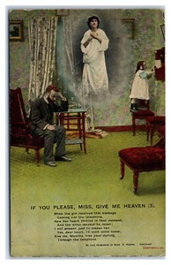 Poema If You Please Miss Give Me Heaven de Chas. Postal K Harris c1909 - Imagen 1 de 2