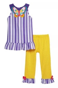 RARE EDITIONS Little Girl's 5 Purple & Yellow Butterfly 2-Pc Leggings Set NWT - Picture 1 of 1