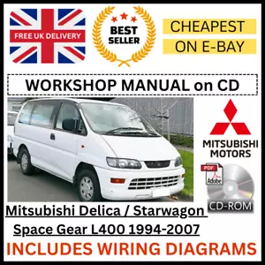 Mitsubishi Delica / Starwagon Space Gear L400 1994-2007 Workshop Manual Guide CD - Picture 1 of 2
