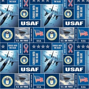 United States Military US Air Force Fleece Fabric Geometric-USAF Blanket Fabric - Picture 1 of 1