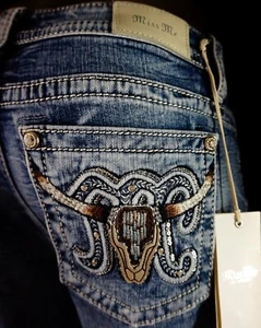 $108 Buckle Miss Me Jeans "Longhorn Signature M" Curvy Boot 32 X 31 - Picture 1 of 11