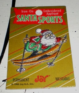 1999 SANTA On SKIIS SKIING IRON ON APPLIQUE Sports WINTER NEW Ski CHRISTMAS Joy - Picture 1 of 1