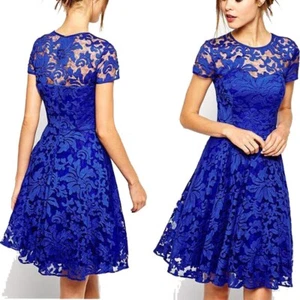 Women Lace Short Dress Cocktail Party Evening Formal Ball Gown Prom Mini Dresses - Picture 1 of 15