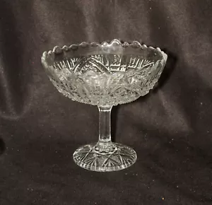 EAPG Higbee Fortuna Pattern, aka Perkins Large Clear Glass Footed Open Compote - Picture 1 of 6