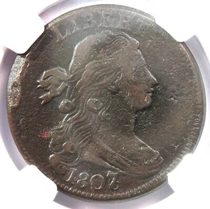 1807/6 Draped Bust Large Cent 1C - Certified NGC VF Details - Rare Overdate - Picture 1 of 5