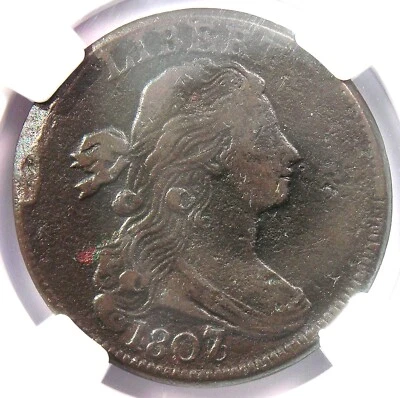 1807/6 Draped Bust Large Cent 1C - Certified NGC VF Details - Rare Overdate - Image 1 of 4
