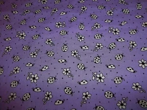 Hecho a mano 2 piezas. Juego de sábanas cuna algodón LADYBUGS en morado ¡reducido! - Imagen 1 de 2