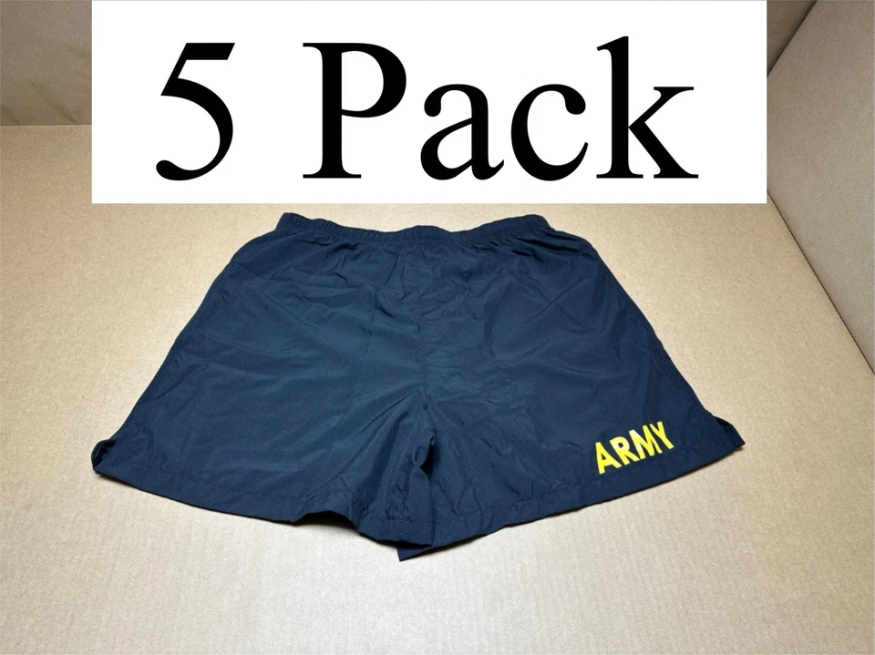 Army PT Shorts Trunks APFU Fitness Physical Black Yellow USA Made M
