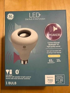 GE LED+ BR30 Light Bulb With Speaker and Remote Soft White 700 Lumens - Picture 1 of 4