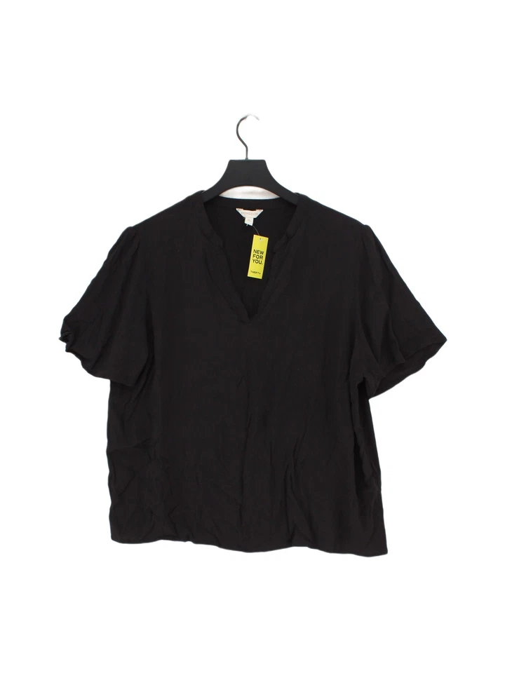 Monsoon Women's Top XL Black 100% Viscose Short Sleeve V-Neck Basic - Image 1 of 4