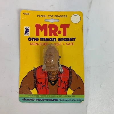 Vintage Mr T One Mean Eraser Pencil Top Eraser Diener Industries 1984 - Image 1 of 4