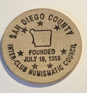1991 San Diego Coinarama Wooden NIckel #1667 - Picture 1 of 2