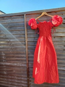 Damson Madder Red Dress Size 6 Puffy Sleeve Cuff Detail BNWT Recycled Polyester - Picture 1 of 9