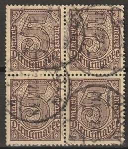 Germany 1920-1921 Sc# O13 Used Official stamp decorated numeral 4-block - Picture 1 of 1