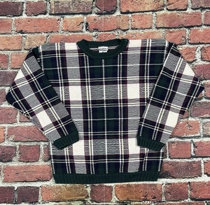 Vintage Northern Reflections Sweater Men’s L Multicolor Plaid Knit Grandpa 90s - Picture 1 of 9