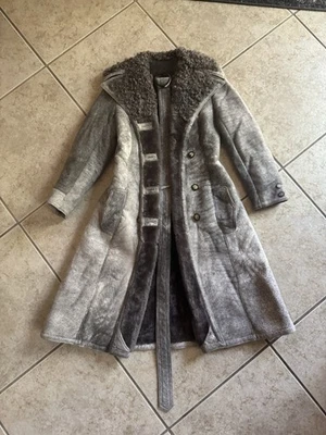 Vtg 1970s Norm Thompson The Sheepskin Shop Shearling Long Coat Jacket Size 10 - Image 1 of 4