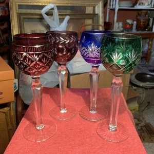 Bohemian Cut To Clear Crystal Cordial Glasses,set of 4 - Picture 1 of 13