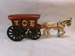 Vintage Gusseisen Pferdegezogener Eiswagen Wagen Original getragener Lack - Bild 1 von 5