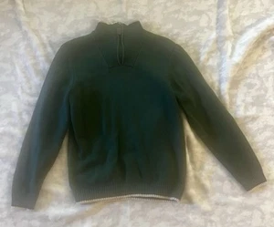 Janie And Jack Hunter Green 12 Years Quarter Zip Up Stand Up Collar BEAUTIFUL - Picture 1 of 15