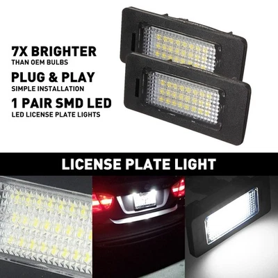 Luz de matrícula LED blanca izquierda derecha trasera para E90 BMW E92 E39 E60 E61 Foto 1 de 4