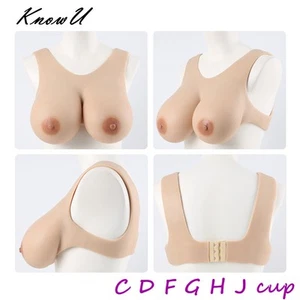 Underwear Buckle Silicone Breast Forms Fake Boobs For Cosplay Transgender - Picture 1 of 30