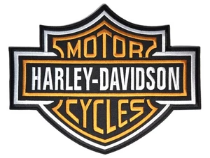 Iron On Clothing Fabric Patch - Embroidered Motorcycle Orange - 12" DIY Crafts - Picture 1 of 2