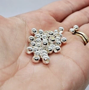 10 cuentas de tambor de plata de ley 925 de 4 mm por 5 mm hallazgos de joyería - Imagen 1 de 4