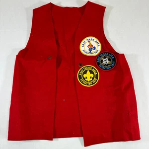 Boy Scouts of America Size Medium 14-16 Red Vest with Patches Boys Uniform Youth - Picture 1 of 10