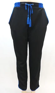 New Look Black Tassel Drawstring Contrast Piping Soft Pants Junior's XL - Picture 1 of 3
