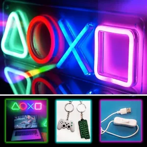 Playstation LED Neon Wandschild Spielzimmer Licht Ein/Aus Schalter PS Video Gamer Geschenk - Bild 1 von 9