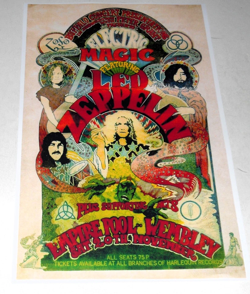 Large Led Zeppelin "Electric Magic" Wembley UK 11/20/1971 Poster 19"x13" - Image 1 of 1