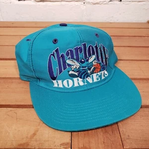 Vintage 90s Charlotte Hornets Cap Snapback Hat Embroidered NBA The Game Official - Picture 1 of 8