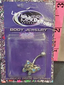 BODY JEWELRY BELLY BUTTON NAVEL RING ENAMELED BUTTERFLY GEMS READ - Picture 1 of 4