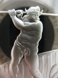 1,3-OZ .925 MONETA ARGENTO 1972 IL GENIO DI MICHELANGELO + BARCA DI CARONTE ORO B/U - Foto 1 di 12