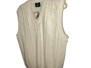 Jantzen Men’s Size Large Loose Relaxed Fit Golf Sweater Vest NWT’S Cream Colored - Picture 1 of 11