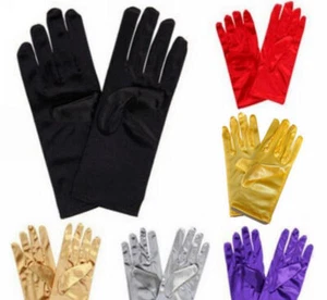 Short Satin Wrist Gloves Women's Gown Gloves Opera Wedding Glove for Party Dance - Picture 1 of 24