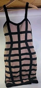 Fashion Nova Damen creme und schwarz Stretch Bleistift Stil Kleid Größe M. - Bild 1 von 10