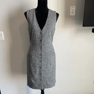 NWTS Diane Von Furstenberg Gilet Tweed And Lace Gray Wool Dress Size 10 - Picture 1 of 15