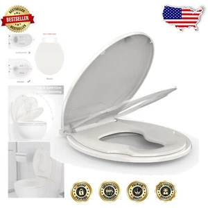 Bathroom Essential: Soft Close Round Toilet Seat with Toddler Ring for Families - Picture 1 of 10